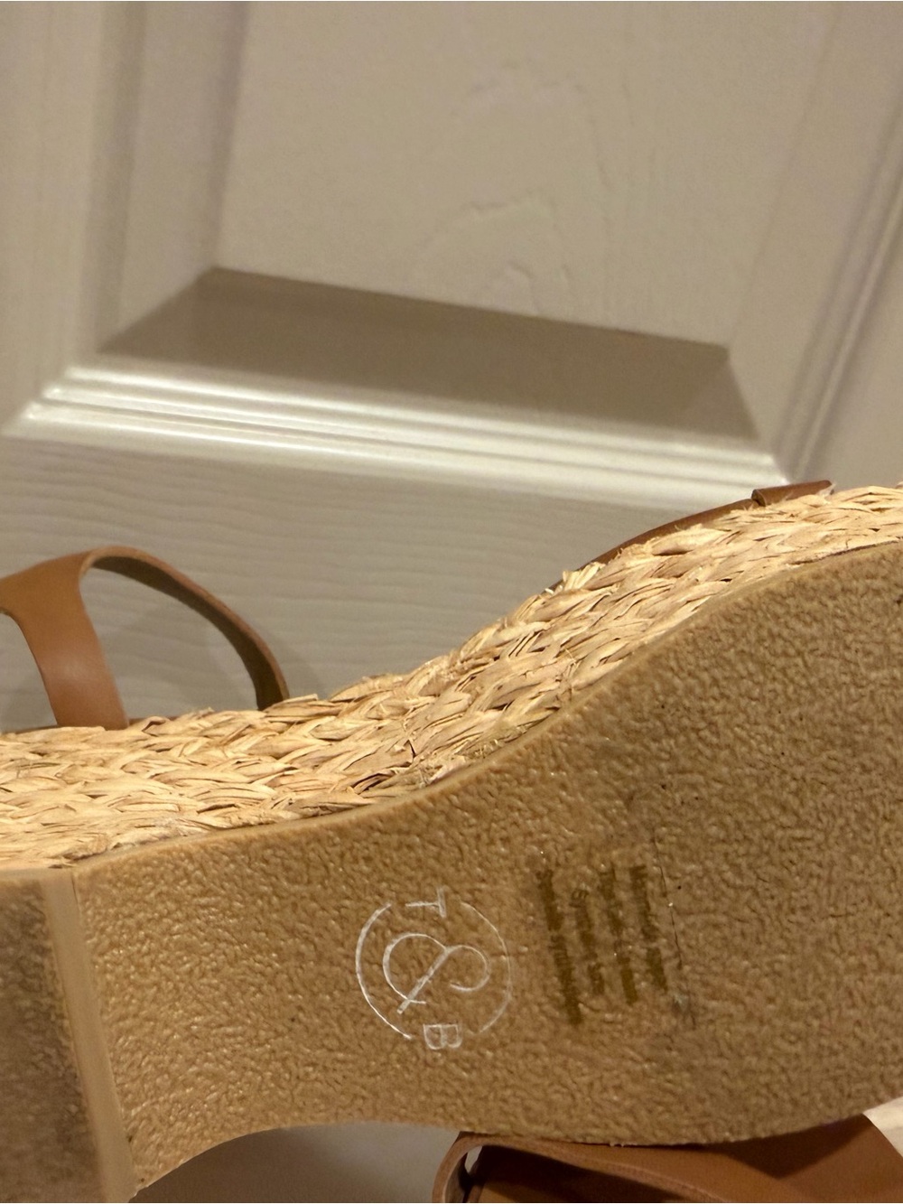 Treasure & Bond Cognac Tan Raffia Woven Platform Wedge Sandals - Picture 5 of 8